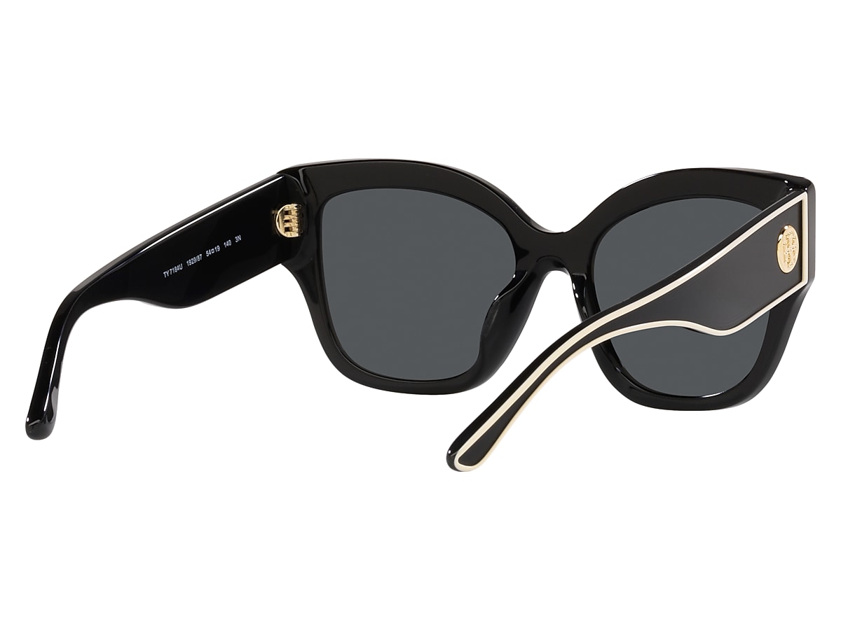 Tory Burch Black With Ivory Piping Sunglasses