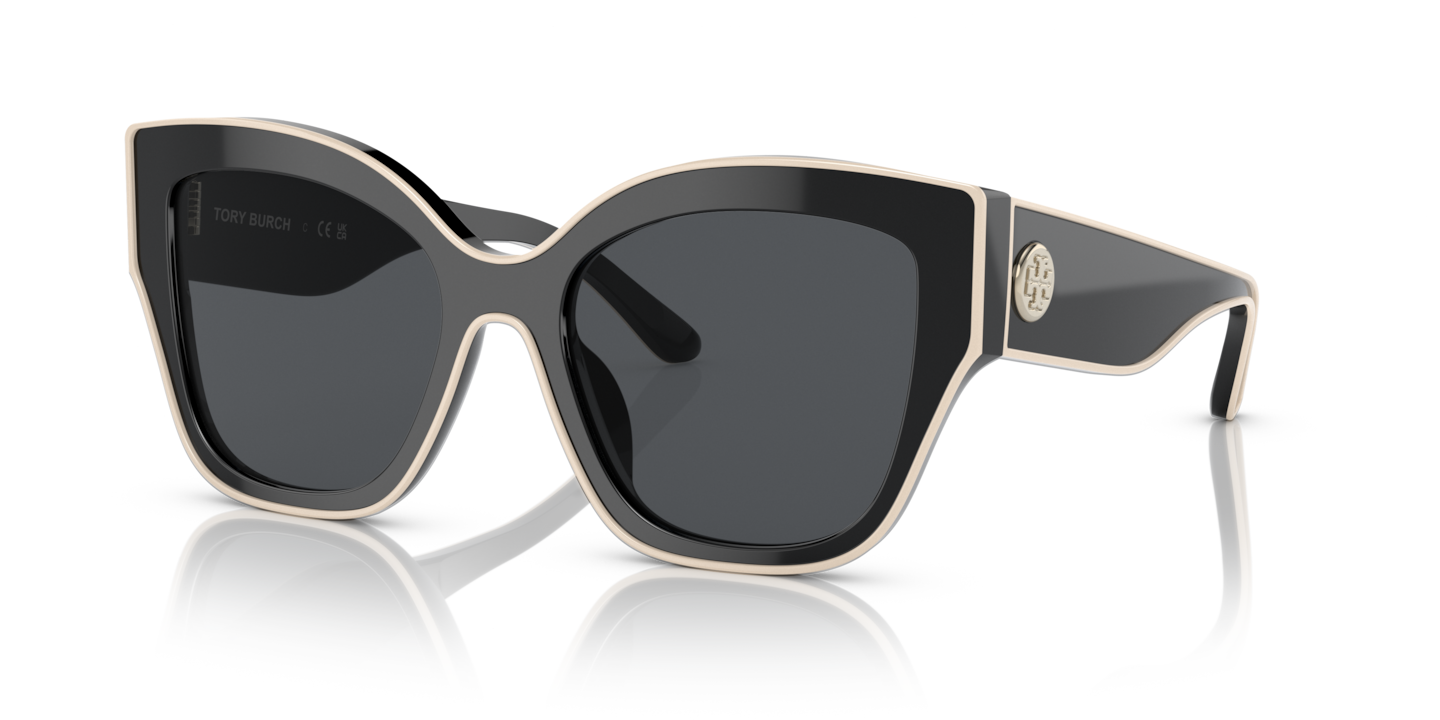 Tory Burch Black With Ivory Piping Sunglasses