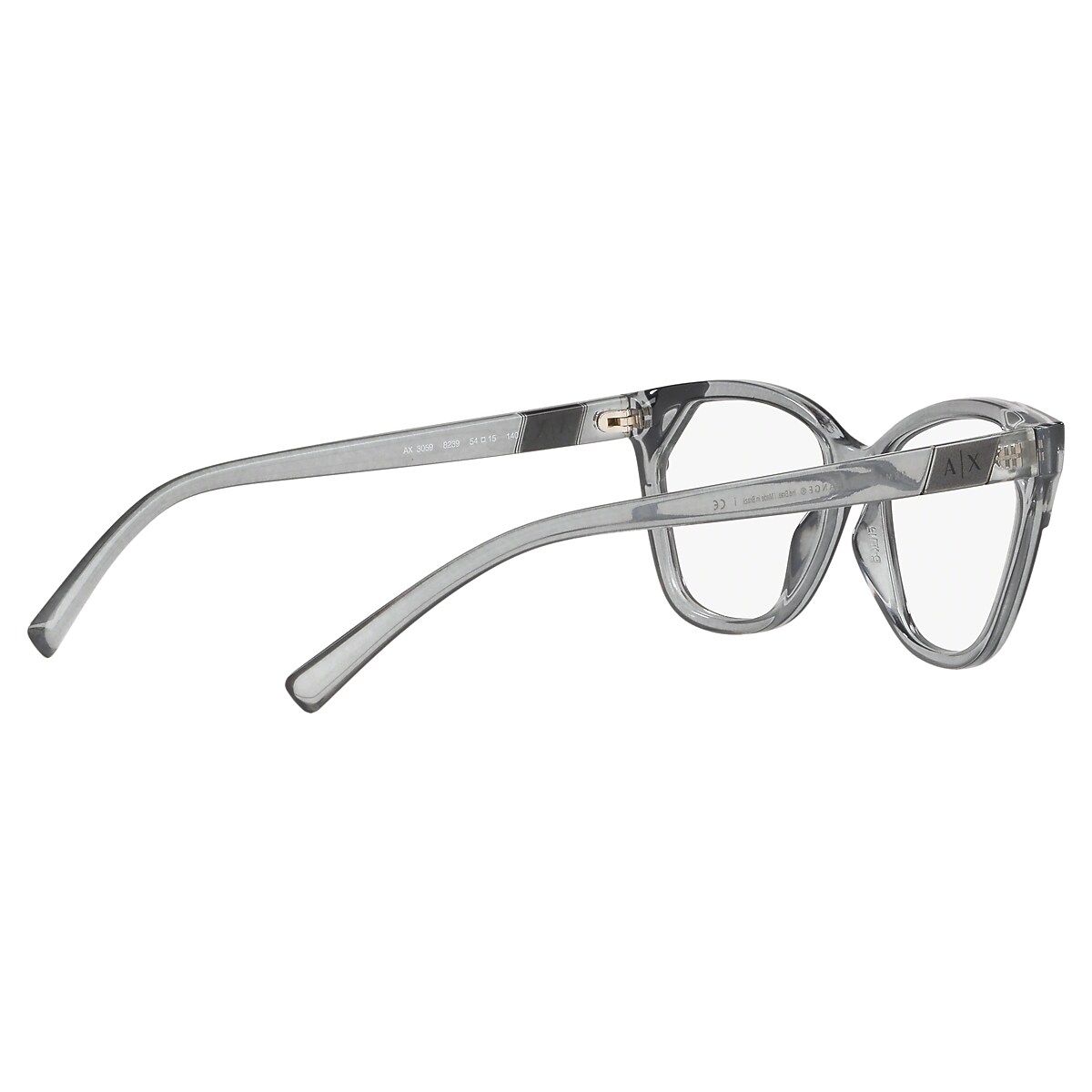 Armani Exchange Transp Smoke/Metallized Grey Eyeglasses ® |  Free Shipping