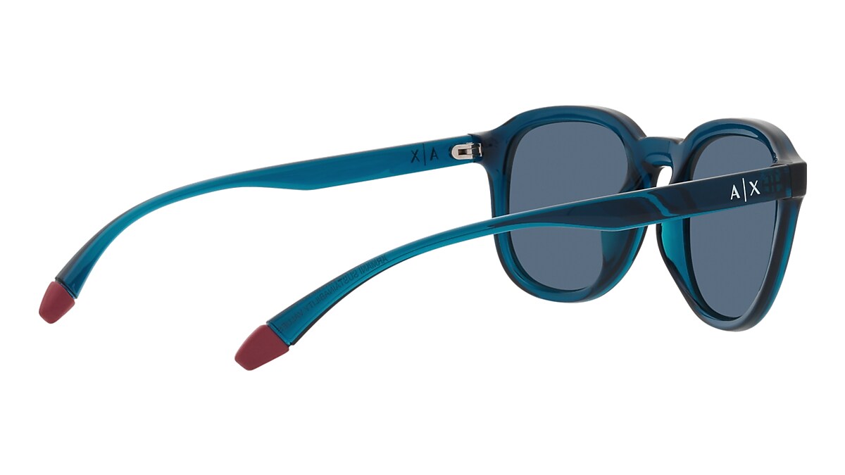 Armani Exchange Shiny Transparent Blue Sunglasses | Glasses.com