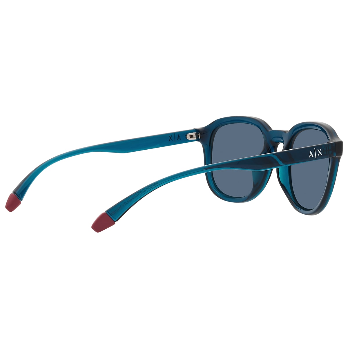 Armani Exchange Shiny Transparent Blue Sunglasses | Glasses.com 