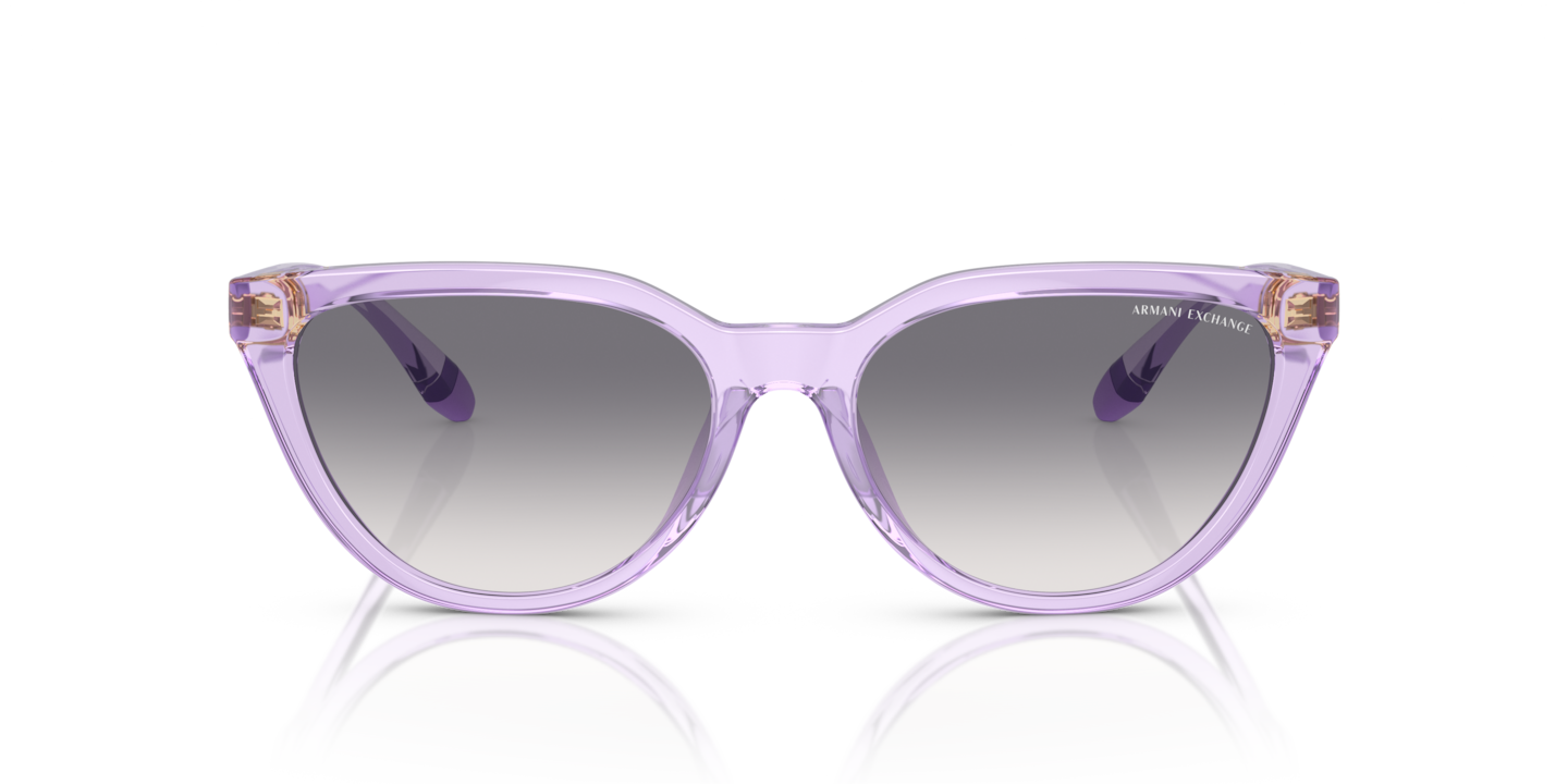 Armani Exchange Shiny Transparent Purple Sunglasses | Glasses.com 