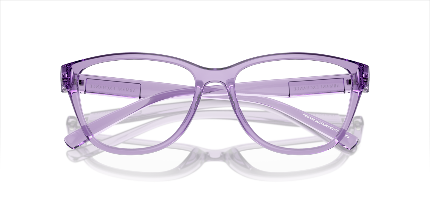 Armani Exchange Shiny Transparent Violet Eyeglasses | Glasses.com 