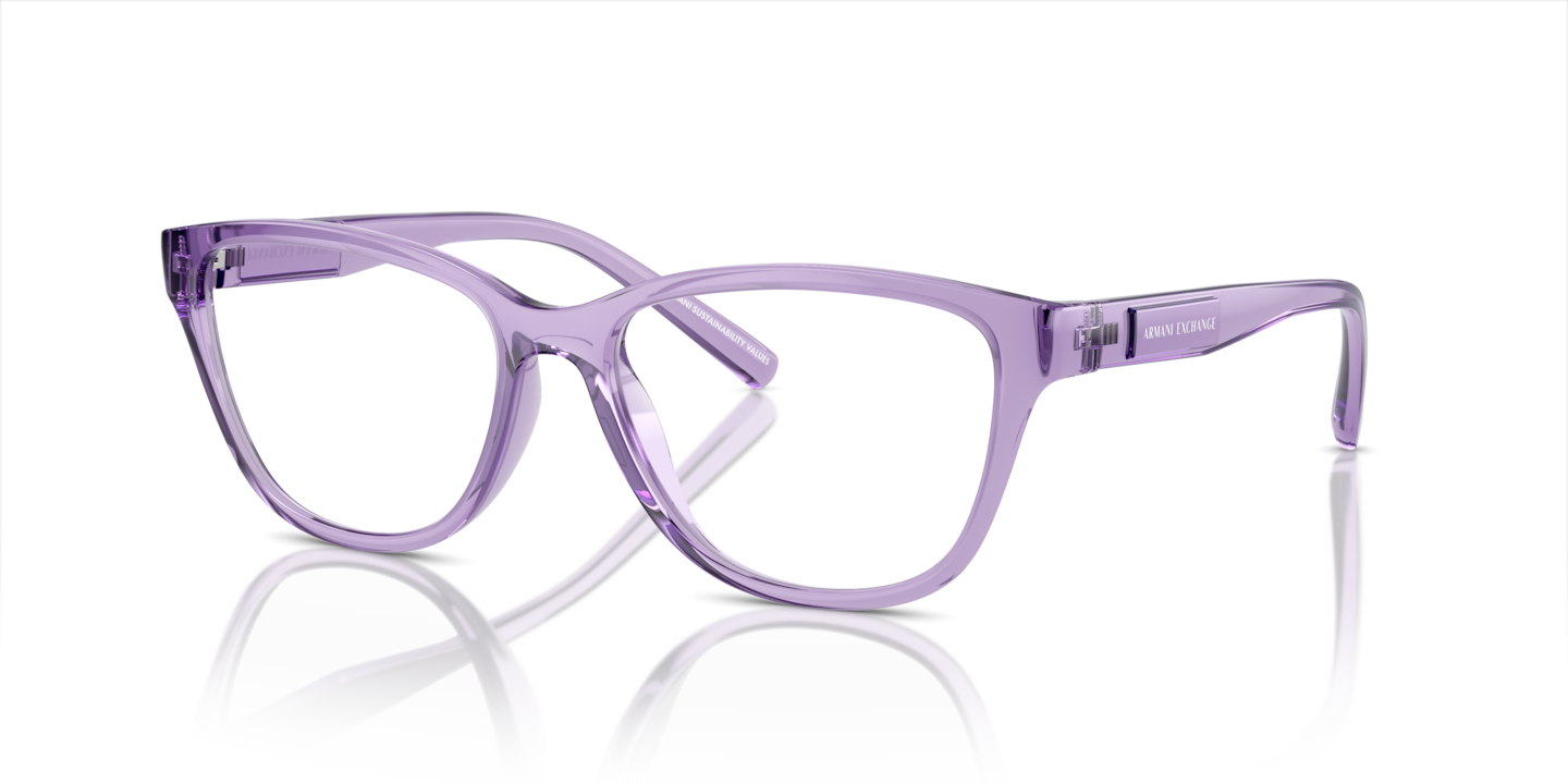 Armani Exchange Shiny Transparent Violet Eyeglasses | Glasses.com 