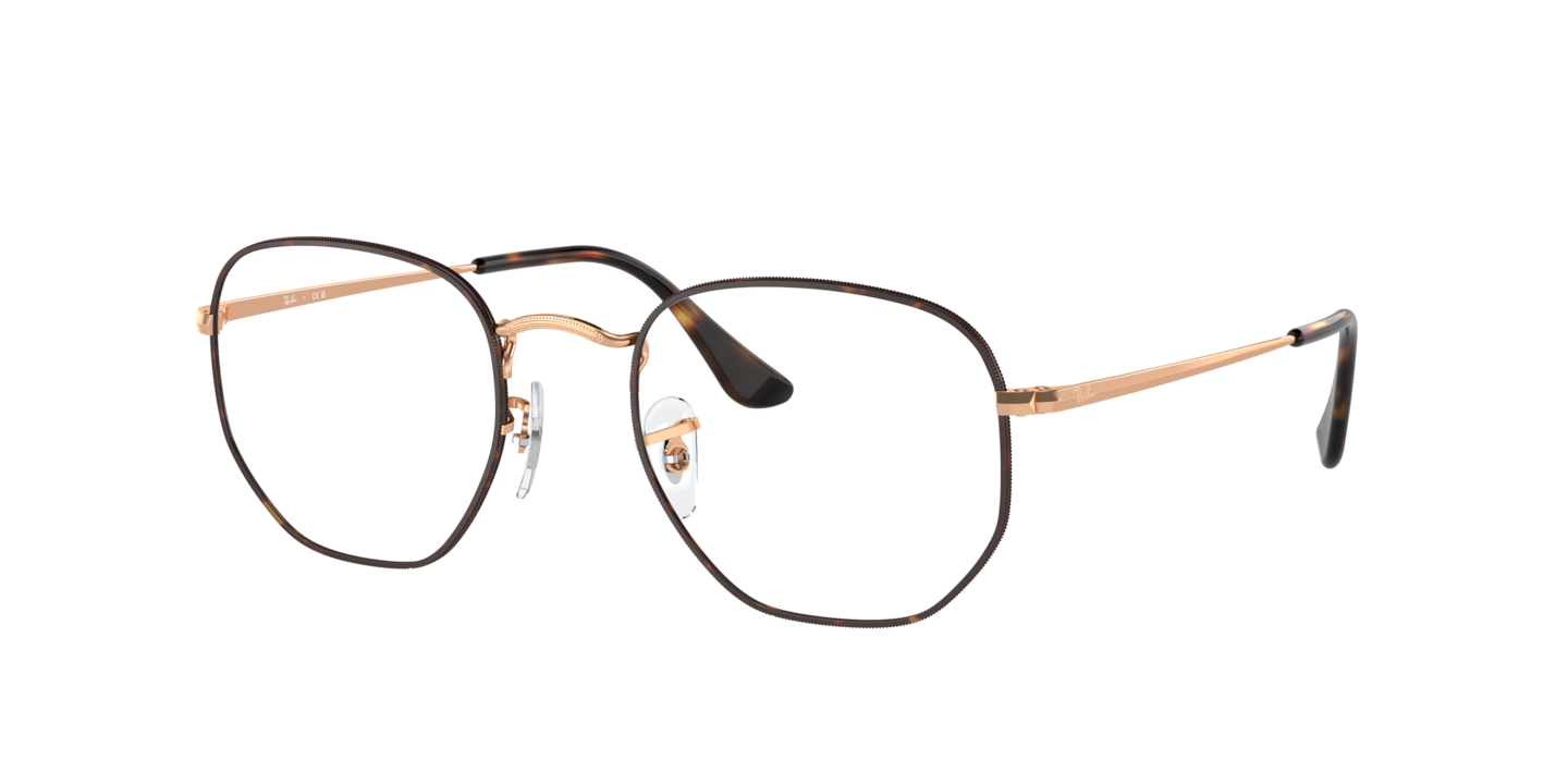 Ray-Ban RB6448 Hexagonal Optics Havana On Rose Gold