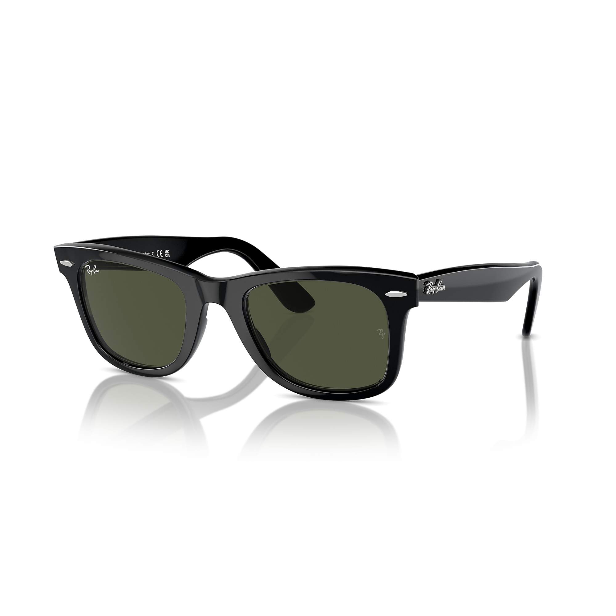 Ray Ban Original Wayfarer Classic Sunglasses RB2140 901 Polished Black Frame Green Classic G 15 Lenses 50mm