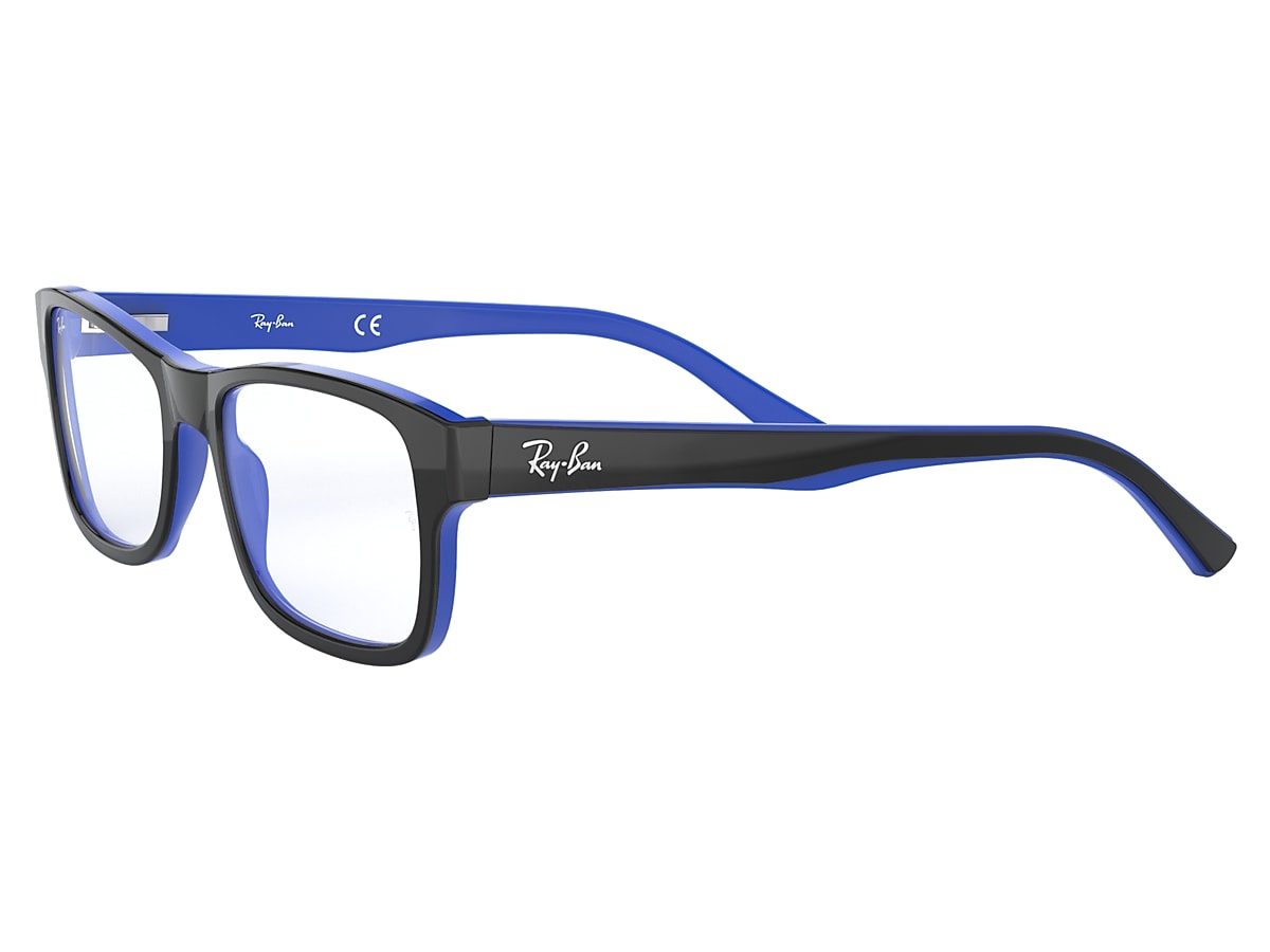 black and blue ray ban glasses