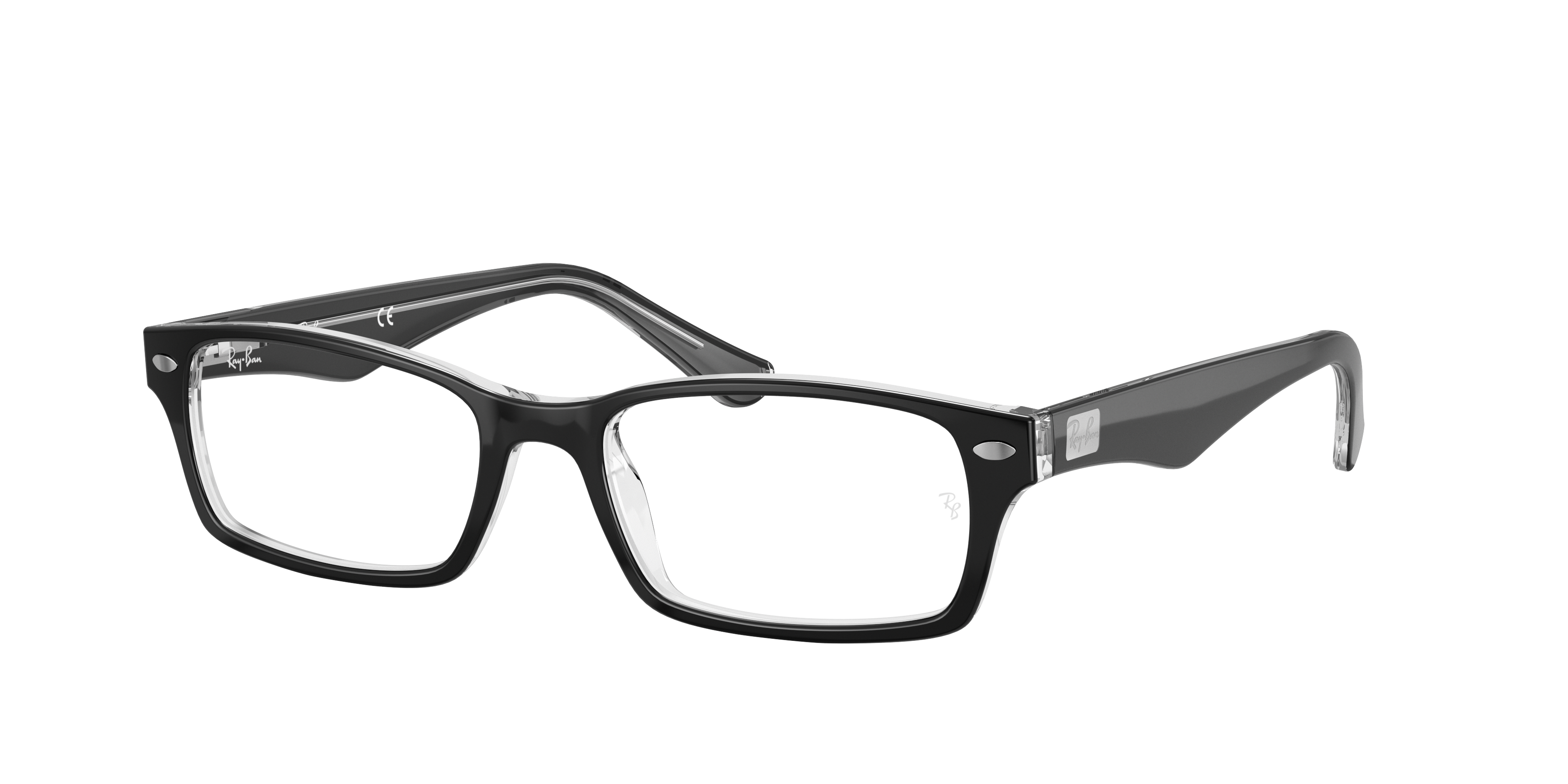 Ray-Ban RB5206 Optics Black On Transparent Eyeglasses | Glasses.com ...