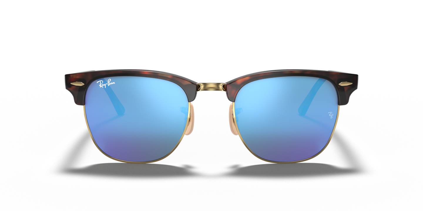 Ray-Ban RB3016-114517 Clubmaster Sunglasses - Tortoise Frame/Blue Flash Lens - 49mm