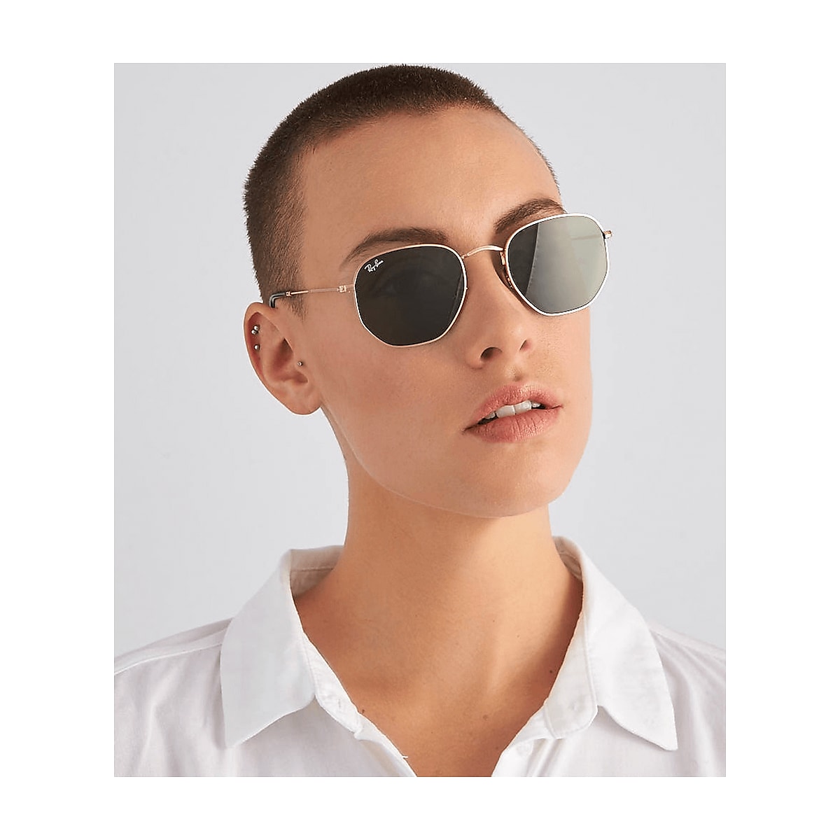Hexagon Sunglasses In Gold Warm Brown Lenses
