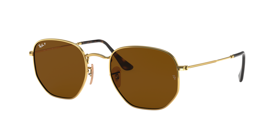 Ray-Ban RB3548N Hexagonal Flat Lenses Sunglasses with Gold factory Frame