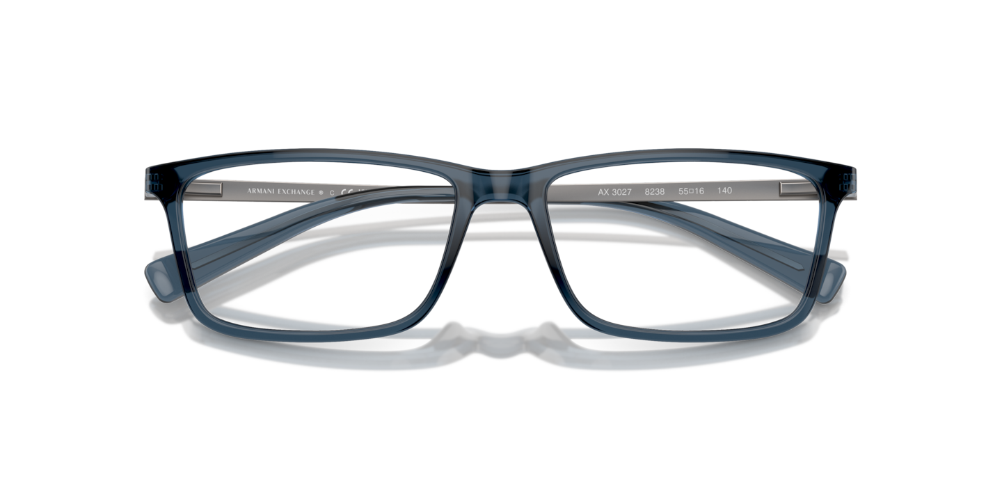 Armani Exchange Transparent Blue Eyeglasses | Glasses.com® | Free 