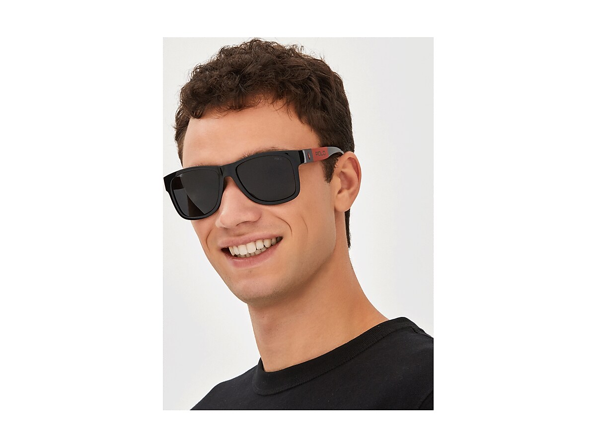 Polo Ralph Lauren Shiny Black Sunglasses | Glasses.com® | Free 