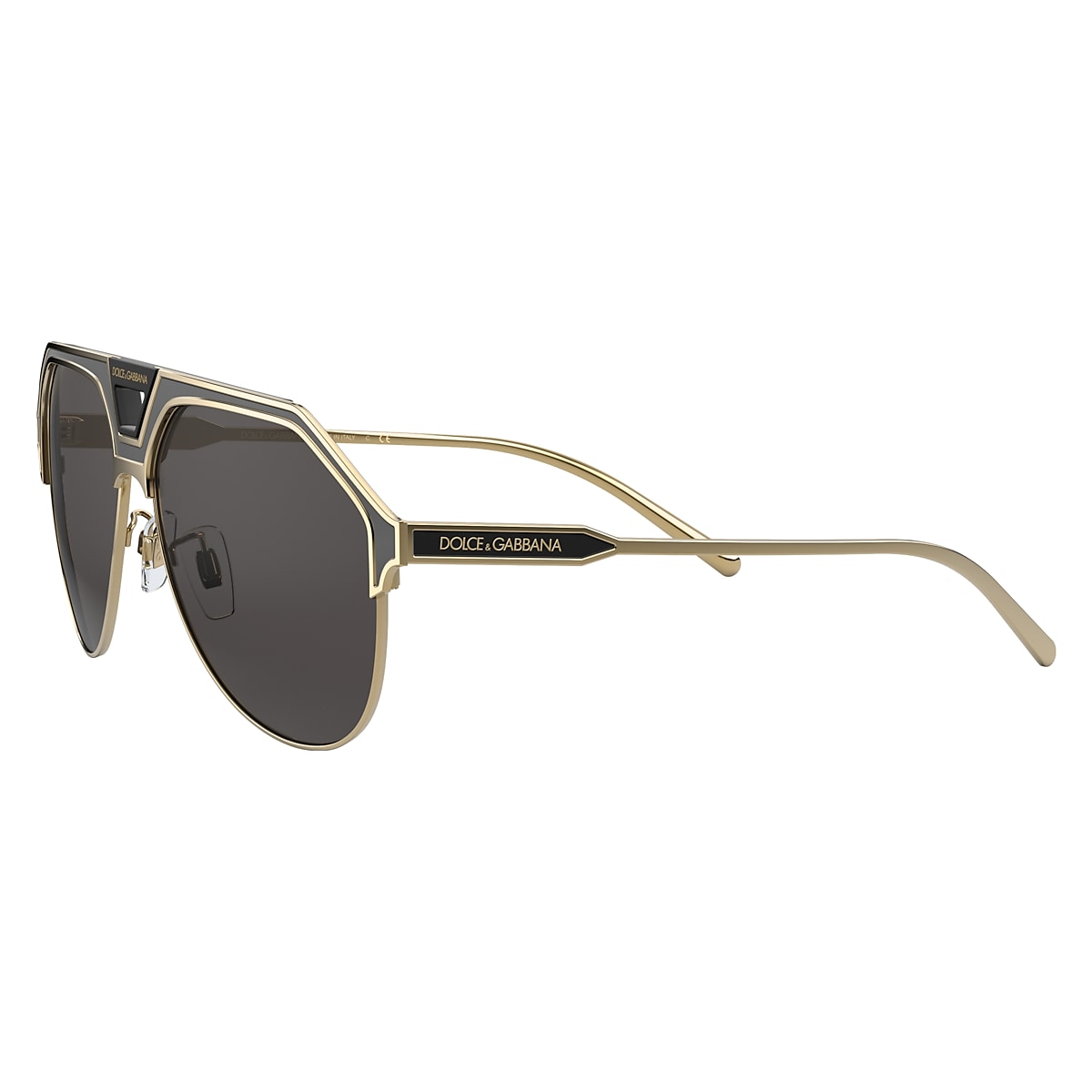 小物 Dolce&Gabbana sunglasses Dolce & Gabbana - Square Black & Gold Leaf Sunglasses
