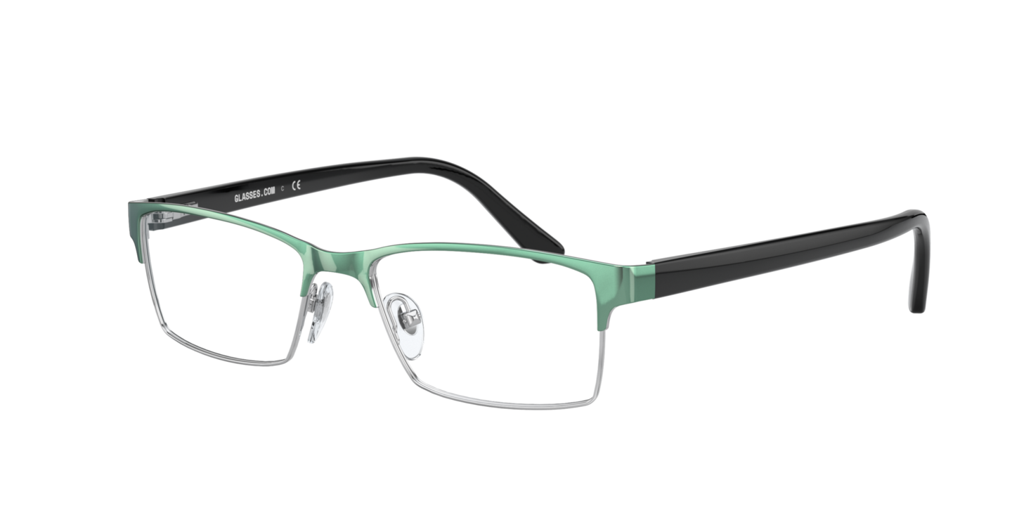 GK1001 Silver Green Eyeglasses Free Shipping