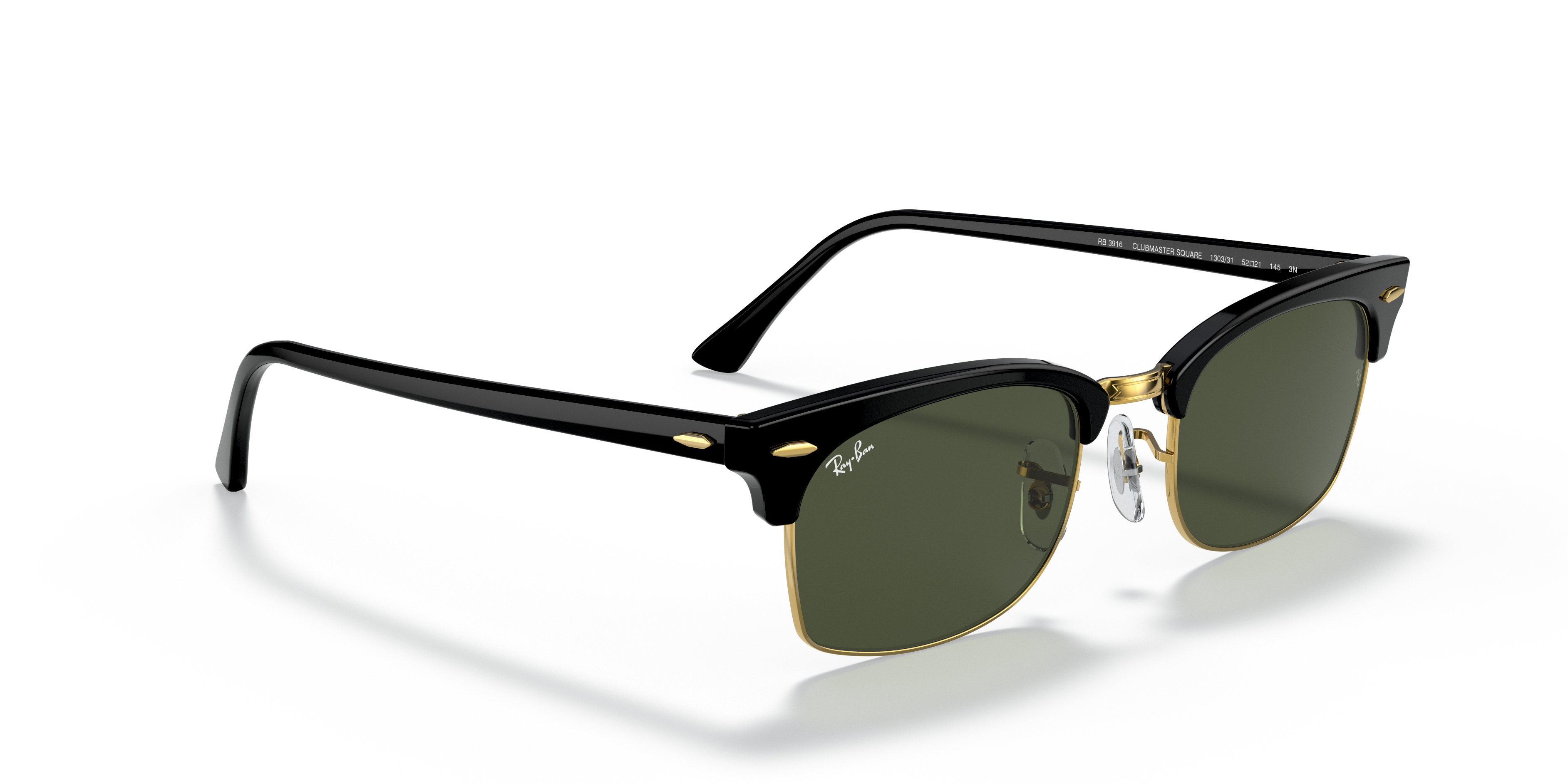 Amazon.com: Ray-Ban RB3507 Clubmaster Aluminum Square Sunglasses, Black On  Gold/Polarized G-15 Green, 51 mm : Clothing, Shoes & Jewelry