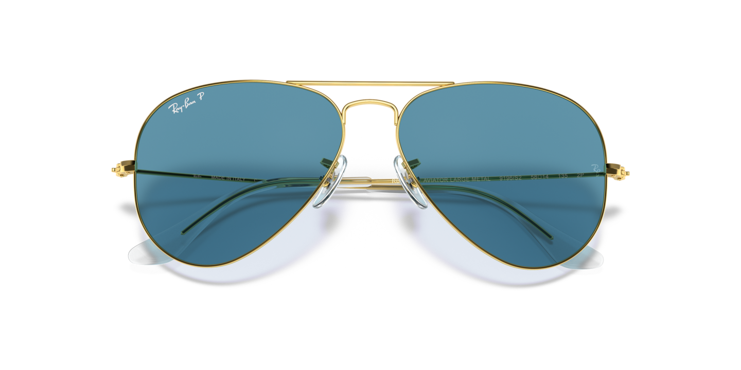 Ray Ban RB3025 Aviator Large Metal Sunglasses - 9196S2 Legend Gold/Blue