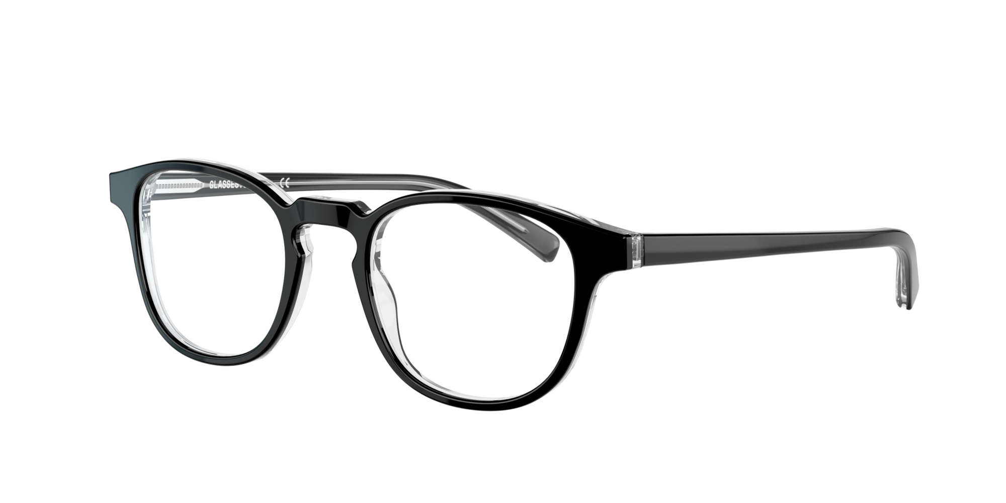 Glasses.com GK2004 Shiny Top Black On Transparent Eyeglasses | Glasses ...
