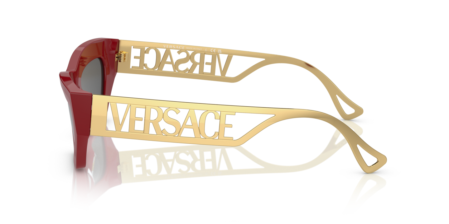 Versace red 2024 frame glasses