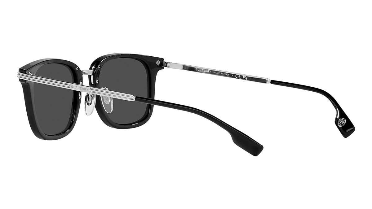 BURBERRY サングラス Bb-6615 53□17-148 Check Rectangular Sunglasses in Black/beige Grey - Men