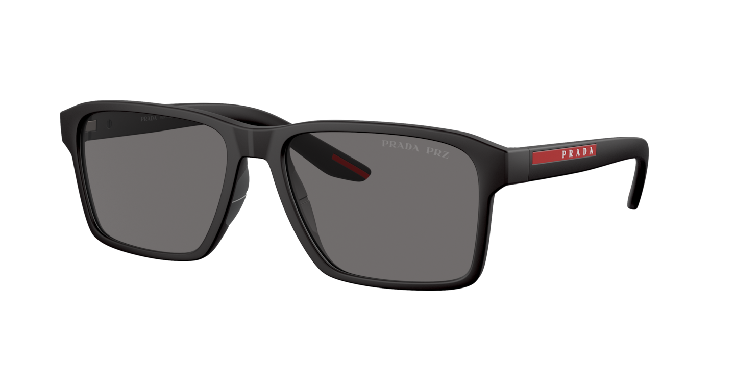 Prada Linea Rossa Black Rubber Sunglasses | Glasses.com® | Free