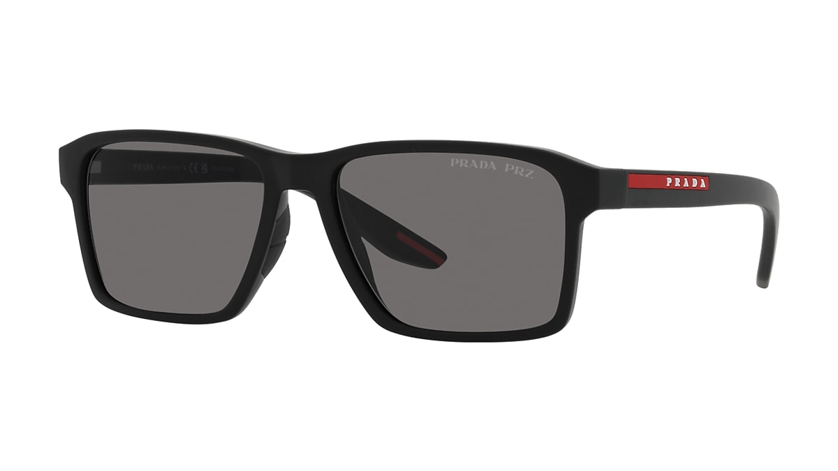 Prada Linea Rossa Black Rubber Sunglasses | Glasses.com® | Free