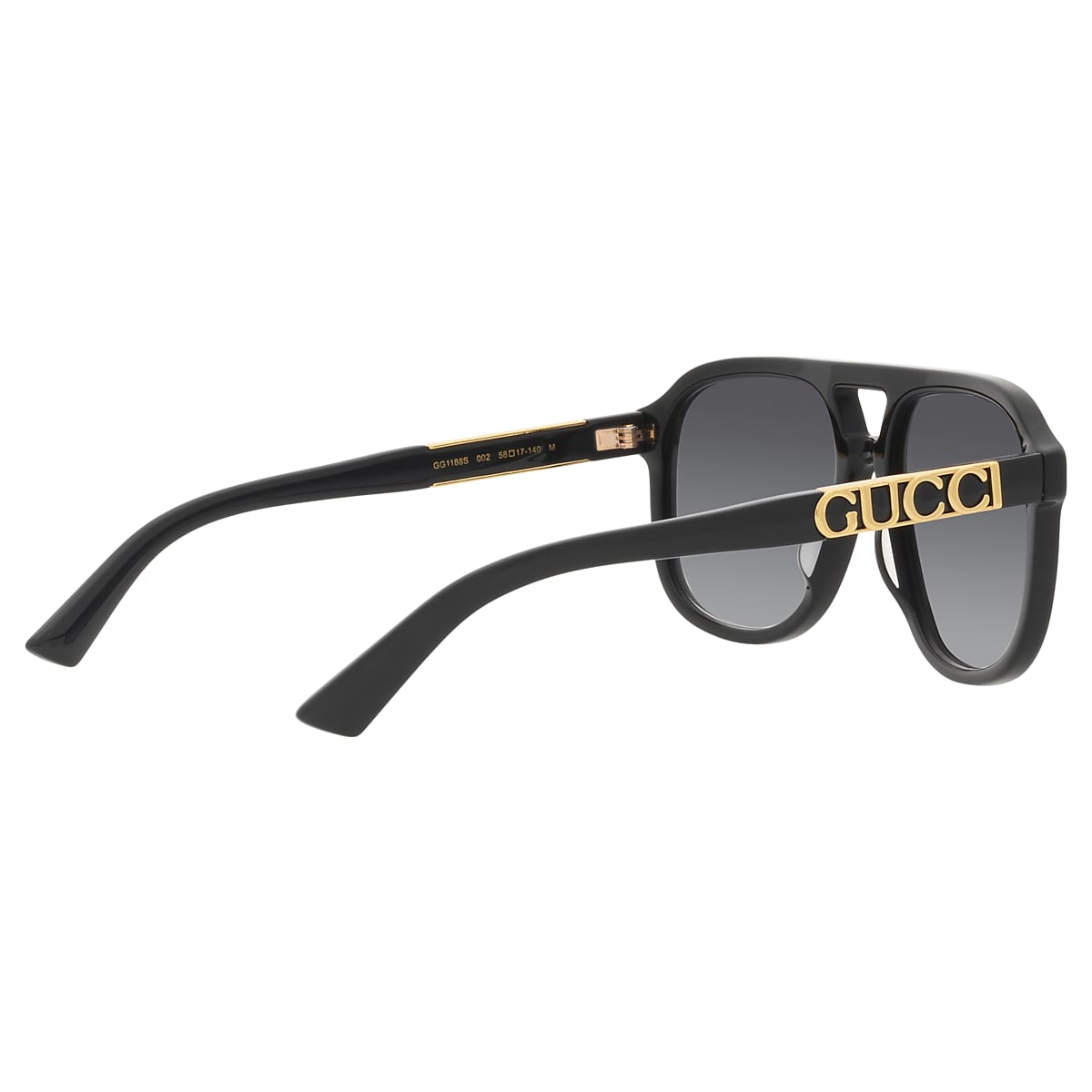 Amazon.com: Gucci Pilot Sunglasses GG1188S 002 Black 58mm